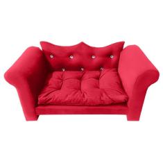 Imagem de Mini Sofá Divã Para Pets Caminha Em Suede Cor Vermelho