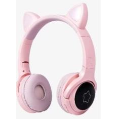 Imagem de Headphone Wireless Bluetooth Gato Anime Led Hf-c320bt Exbom Pink - fun