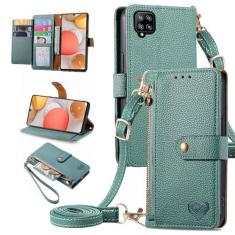 Imagem de Furiet Capa carteira para Samsung Galaxy A42 5G bolso com zíper bolsa com alça de pulso, suporte de couro PU flip fólio porta-cartões acessórios capa para celular para 42 G5 42A S42 4G 2021 feminino