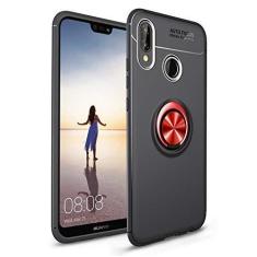 Imagem de SORAKA Capa para Huawei P20 Lite com suporte para anel Capa Slim Fit de TPU macio Capa Huawei P20 Lite com placa de metal para suporte magnético de telefone para carro