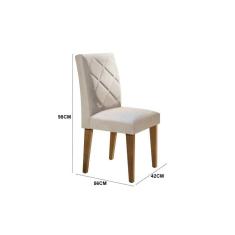 Imagem de Conjunto Sala de Jantar Mesa com 4 Cadeiras Cayman Siena Móveis Off White/Imbuia/Veludo Creme