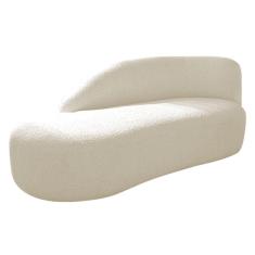 Imagem de Divã Recamier Curvo Luna 140cm Lado Esquerdo Linho - Doce Sonho Móveis Cor Azul Royal