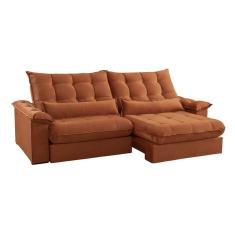Imagem de sofá 3 lugares retrátil e reclinável aruba veludo terracota 210 cm