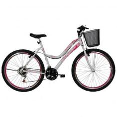 Imagem de Bicicleta Feminina Aro 26 Athor Com Cesta Branco Com Pink