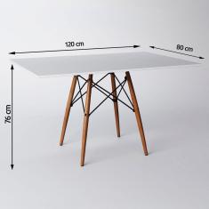 Imagem de Mesa Eiffel Wood Tampo Retangular De Madeira 120x80cm Branco