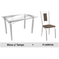 Imagem de Mesa Kappesberg Elba + 4 Cadeiras Florença Coma/Marrom