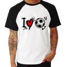 Imagem de Camiseta Raglan I Love Futebol - Foca Na Moda