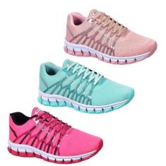 Imagem de Tênis Feminino Academia Kit 3 Pares Olympp Mega Leve