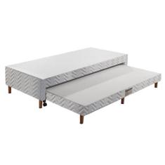 Imagem de Cama Box Base C/Auxiliar Solteiro Universal Tecido Bordado White (88X1