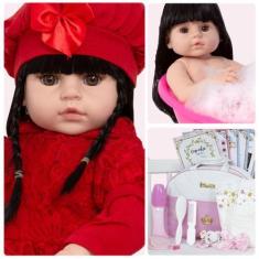 Imagem de Boneca Reborn Princesa Morena Linda Com Itens Pode Dar Banho - Cegonha