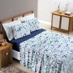 Imagem de Jogo De Lençol Grace Queen 4 Peças Malha 100% Algodão Macio Estampado