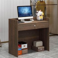 Imagem de Mesa de recepção moderna, balcão de varejo para check-out com gavetas, pequena mesa de recepção de beleza, estação de trabalho de computador para salão de beleza, escritório, para loja de ro