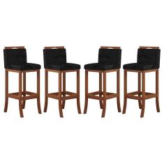 Imagem de Kit 4 Banquetas Média Estofada Turim Madeira Castanho Suede CCS