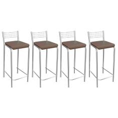 Imagem de Banqueta Sala De Jantar Gênova 1b705cr 4 Un Cromado/courano Marrom - Kappesberg