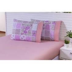 Imagem de Jogo Lençol Queen Size 3 Peças 100% Algodão Estampa Rose - Thais Enxov