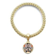 Imagem de DIYthinker Pulseira dourada de ópera de Pequim com pingente redondo e cabeça de ópera de Pequim