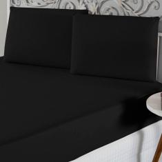 Imagem de Jogo De Lençol King Malha 100% Algodão 3 Peças Cor Preto