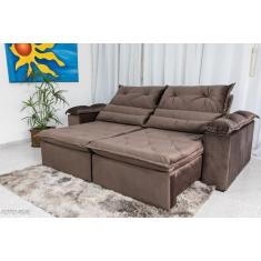 Imagem de Sofá Retrátil Reclinável Dubai 2.30M Veludo Marrom - Império Decor