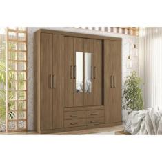 Imagem de Guarda Roupa 8 Portas (2 c/ Espelho) e 4 Gavetas Nápoles Jatobá - Sant