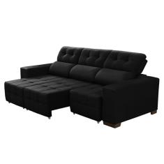 Imagem de Estofado Jandaia Napole 3 Lugares Retrátil E Reclinável Preto