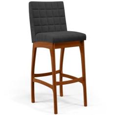 Imagem de Banqueta Alta Para Cozinha Sala De Jantar Fixa Mila L02 Bouclê Preto - Lyam Decor
