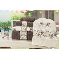 Imagem de Jogo De Toalha De Banho Passione 5 Peças Bordadas Flores - Harumi Enxo