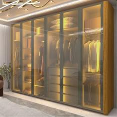 Imagem de Guarda-roupa Casal 6 Portas com 6 Portas Reflecta com Pés com Led Innova Naturale