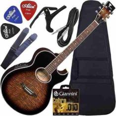 Imagem de Kit Violão Eletroacústico Completo Eagle Gl36 Yellow Burst