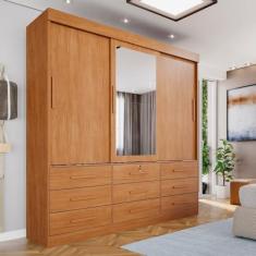 Imagem de Guarda-roupa com Espelho e 9 Gavetas com Espelho Florença Espresso Móveis Cinamomo/Off White