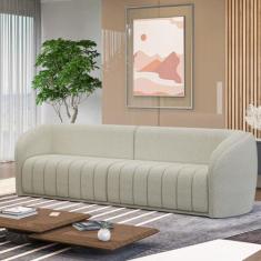 Imagem de Sofá Decorativo Sala de Estar 292cm Adam 4 Lugares Boucle Off White G45 - Gran Belo