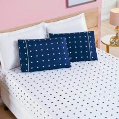 Imagem de Jogo De Cama Lençol 03 Peças Micro Percal 200 Fios Estampado Petit Poá
