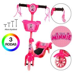 Imagem de Patinete Infantil Rosa da Minnie 3 Rodas Com Led e Som