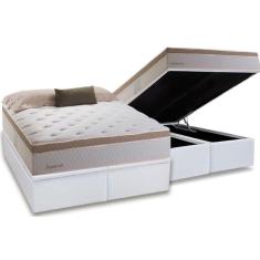 Imagem de Cama Box Baú Queen: Colchão Molas Herval Masterpocket Inspiracion + Base Crc Courano White(158X198)