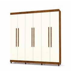Imagem de Guarda Roupa Quarto Casal 6 Portas 2 Gavetas Imbuia Champanhe Vila Ric