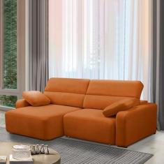 Imagem de Sofá Decorativo Sala de Estar Ícaro 3 Lugares 260cm Reclinável e Retrátil Bouclê Terracota G89 - Gran Belo