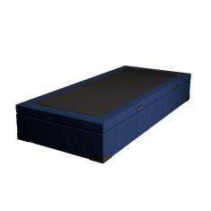 Imagem de Base para Cama Box Solteiro Guldi com Baú Linho (47x88x188 cm) Azul Marinho