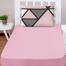 Imagem de Jogo Cama Lençol Shine Solteiro 2Pçs Geométrico Rosa - Casa Scarpa