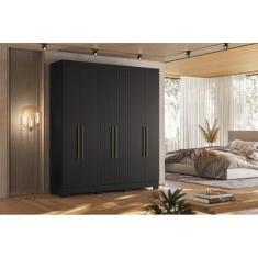 Imagem de Guarda-roupa Casal 6 Portas Ripado Dakota Preto Ac