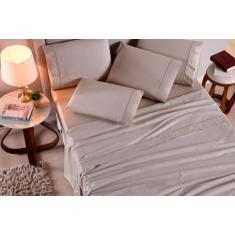 Imagem de Jogo De Lençol King 3 Peças Bege 100% Algodão 200 Fios - Paulo Cesar