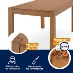 Imagem de Mesa de Jantar Madeira Maciça com 2 Bancos Primavera CabeCasa MadeiraMadeira Marrom