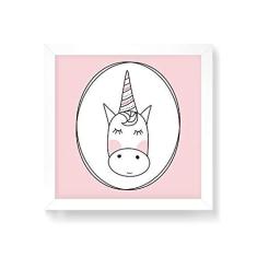 Imagem de Arte Maníacos Quadro Decorativo Unicórnio Linhas Fundo  - 50x50cm (Moldura em laca )