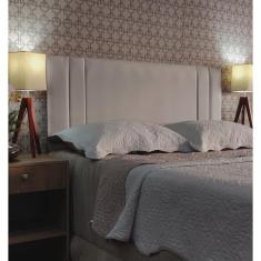 Imagem de Cabeceira King 195 Cama Box Double Siena Bege Suede Com Pés rbl