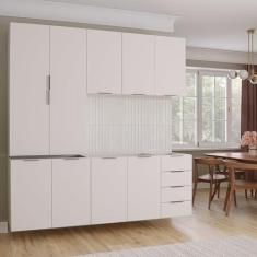 Imagem de Cozinha Modulada 4 Peças sem Tampo 2 Aéreos 5 Portas e 2 Balcões Ipanema Cabecasa Madeiramadeira Branco