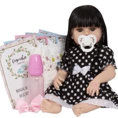 Imagem de Boneca Reborn Morena 100% Silicone Linda Com 13 Acessórios - Cegonha R