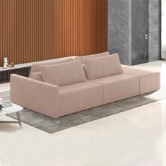 Imagem de Sofá Ilha Modulado Milos 232cm Puff Lateral Veludo Rosê G33 - Gran Belo