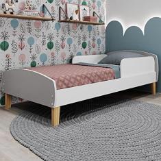 Imagem de Cama Infantil Montessoriana com Proteção Lateral Aurora Movelbras Branco/fumê