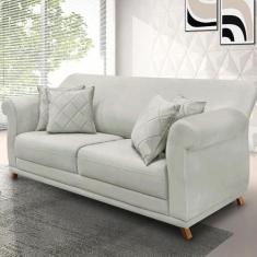 Imagem de Sofá Decorativo 160cm 2 Lugares com 4 Almofadas Base Madeira Armstrong Veludo Prata G63 - Gran Belo