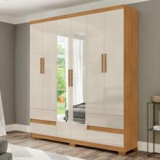 Imagem de Guarda Roupa San Diego 6 Portas e 4 Gavetas com Espelhos Freijó/Avelã