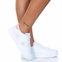 Imagem de Tenis Feminino Casual Branco Nude Borboleta Estilo Shoes