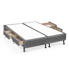 Imagem de Cama Box Base C Gavetas King Poli Tecido Gray 193X27 C 4 Gavs Castor